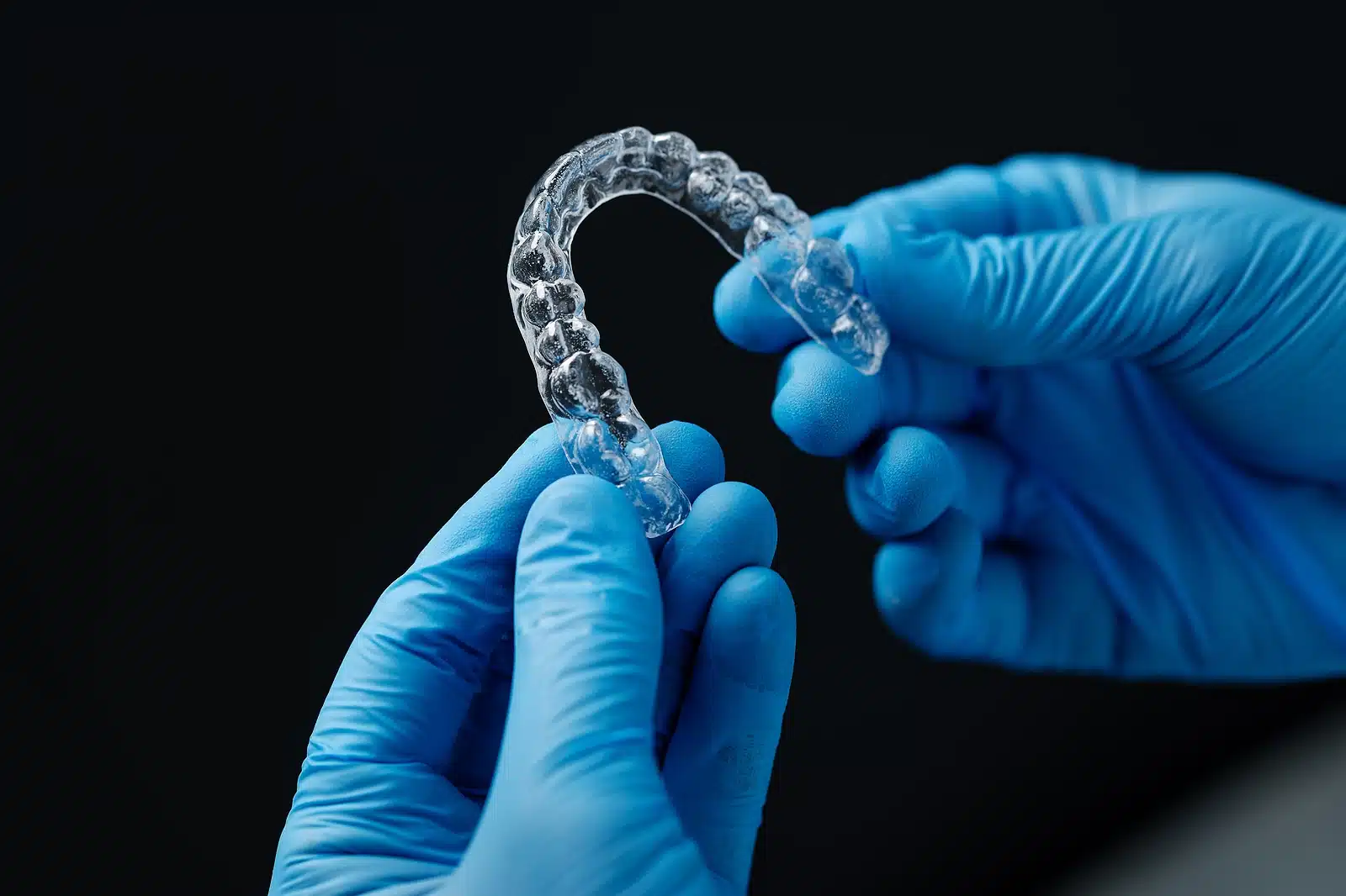 Invisible Orthodontics Cosmetic Aligners In Hands Of Doctor